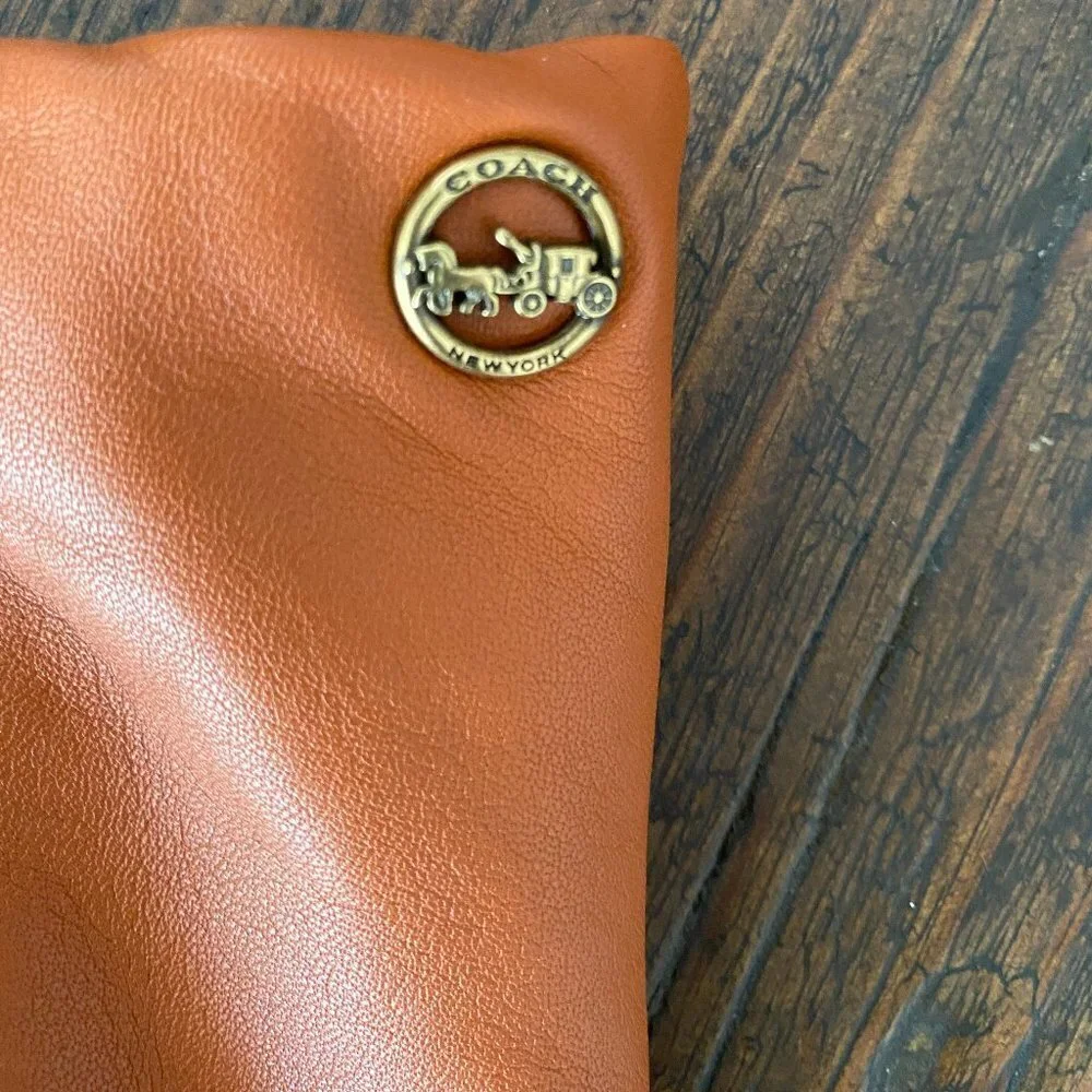 New Coach Leather and Wool Gloves, Sandstone